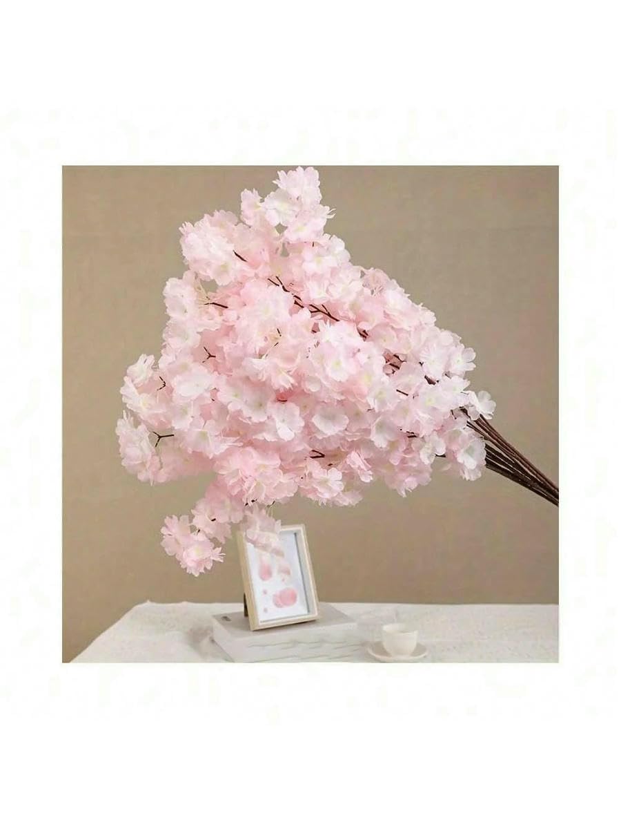 AYHTUD 1pcs artificial 3-pronged encrypted cherry blossom branches, wedding arches, artificial flower decorations, indoor scenery-light pink
