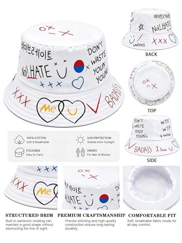 Image of Packable Reversible Printed Bucket Hat Unisex for Men Women Beach Fisherman Cap