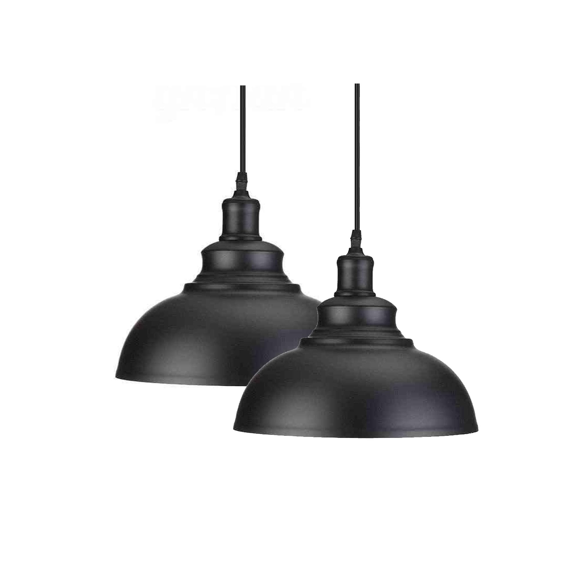 LEDSone 2 Pack Black Pendant Light Industrial 95cm Height Adjustable Metal E27 Holder