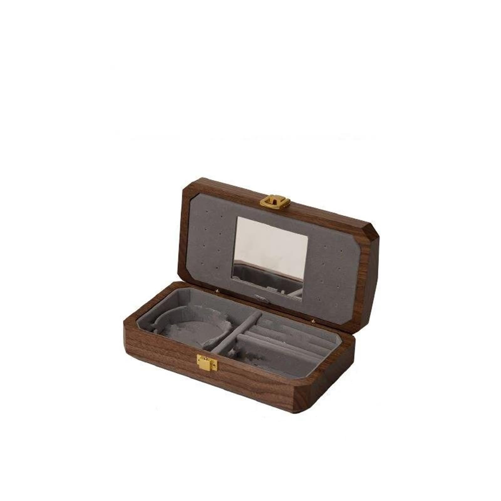 Caja para Anillos de Nogal Negro, Almacenamiento de Joyas, Accesorio portátil para Salir, contenedores organizadores, Cajas de joyería.