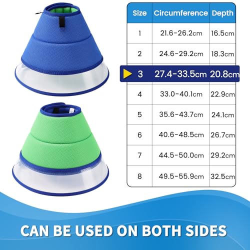 Halskrause Hund Weich, Schutzkragen Leckschutz Hund, Atmungsaktive Hunde Halskrause, Einstellbarer Hundekragen Leckschutz, Leicht Halskrausen für Hunde, Haustier Elisabethanischer(Size 3, Blue)