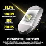 Corsair Sabre v2 PRO Bezprzewodowa mysz gamingowa MG FPS – 33 000 DPI Marksman S, 8000 Hz Hyper-Polling, trwały magnez, lekka, do 120 godzin pracy baterii – biała