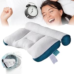 Rietoiu Memory Foam Pillow for Sleeping,Pillow Ergonomic Cervical Support Pillow for Head Neck and Shoulder Pain Relief Sleeping Orthopedic Pillow for Side, Back, Stomach Sleepers (Blue)