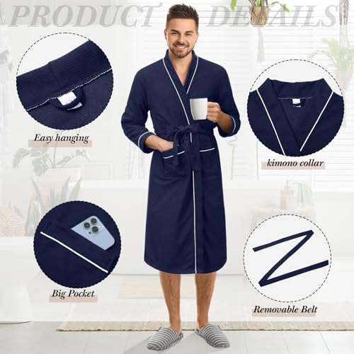 Cuffbow Cotton Robe for Women and Men Lightweight Waffle Knit Bathrobe Couple V Neck Spa Sleepwear3