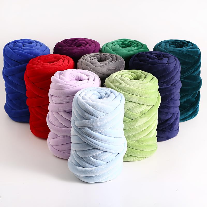 Chunky Chenille Yarn, Przędza dziewiarska poliestrowo-bawełniana z bawełnianym rdzeniem, wielokolorowa, 1 kg(13)