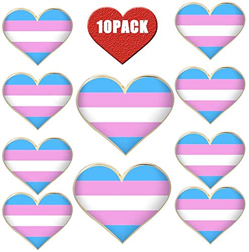 Image of 10 /20 /50 /100 Pcs Metal Trans Heart Pride pins Jewelry Quality Love Progress Rainbow Gay LGBTQ Transgender Lapel Pins for Backpack, Lapel, Pride Stuff Gifts