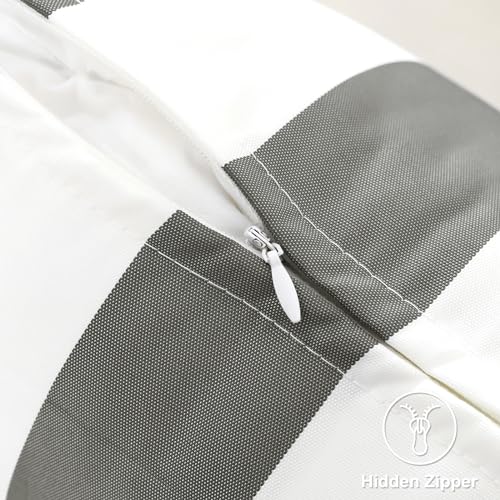 Ohok Wasserdicht Streifen Kissenbezug, 2er Set Dekorativ Outdoor Kissenhülle Deko Sofakissen Couchkissen Zierkissenbezüge für Sofa Wohnzimmer Balkon Garten Auto (Grau, 45x45 cm)