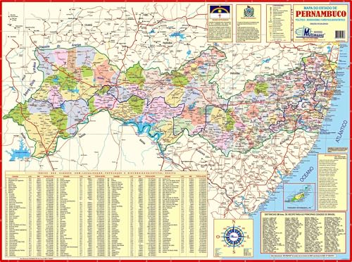 MAPA/POSTER DO ESTADO DE PERNAMBUCO - DIMENSÕES: LARGURA 117 CM X ALTURA 89 CM