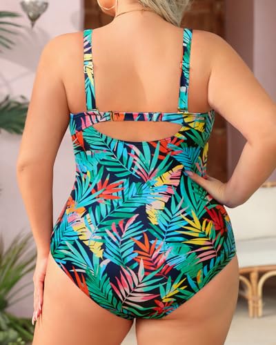 Image of Aqua Eve Womens Plus Size One Piece Swimsuit- Tummy Control Bathing Suit Full Coverage Swimwear