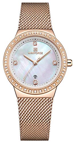 Tonnier Watch Women Watches Fashion Diamond Dial Wristwatch Analog Quartz Watch Ladies Dress Watches with Stainless Steel Band Rose Gold