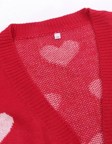 Image of Alsol Lamesa Women's Long Sleeve Heart Cardigan Sweaters V Neck Open Front Knit Coat