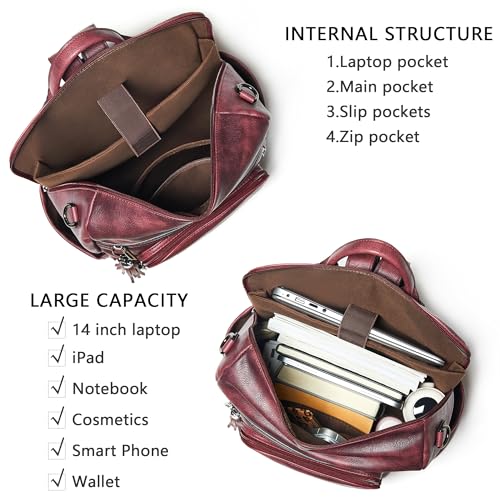 Image of Shrrie Vegan Leather Laptop Backpack for Women 15.6 inch Work Backpack Fashion Travel Backpack Purse for Business College