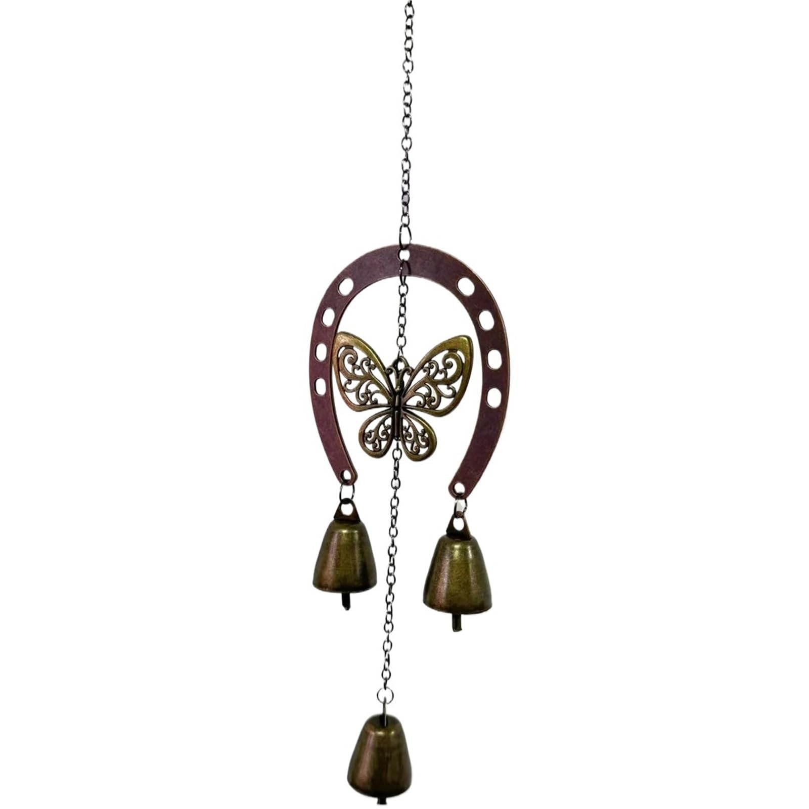 Horseshoe Shaped Wrought Iron Wind Chime Outdoor Garden Hanging Decor