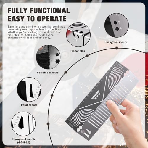 Xanadued 3 Pack Metal Marking Tool, Regla Giratoria Para Perfiles Metalicos, Precision Flex Angle and Arc Marker, Angle & Arc Marking Tool, Square Steel Pipe Bend Marking Tool - Image 5