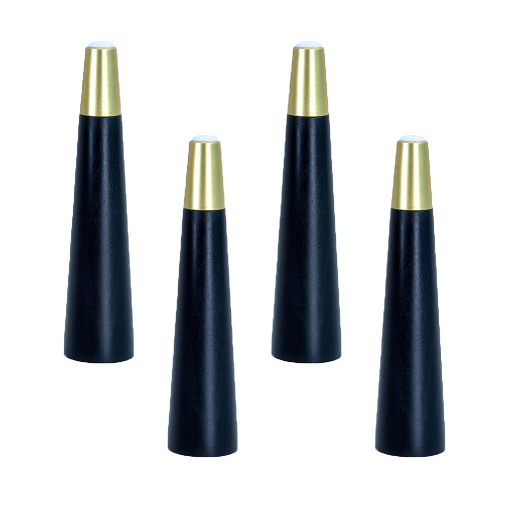 4 piedini di ricambio conici conici in legno massello, per mobili da tavolo, gambe in legno, gambe per mobili da divano, letto, sedia, divano, gambe in legno (nero), 12 cm)
