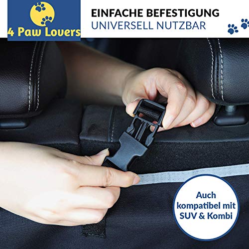 4 Paw Lovers Hundedecke Auto Kofferraum mit Stoßstangenschutz & 4 Taschen – Wasserdicht & Kratzfest, Universal 182 x 170 cm, Kofferraumschutz Matte