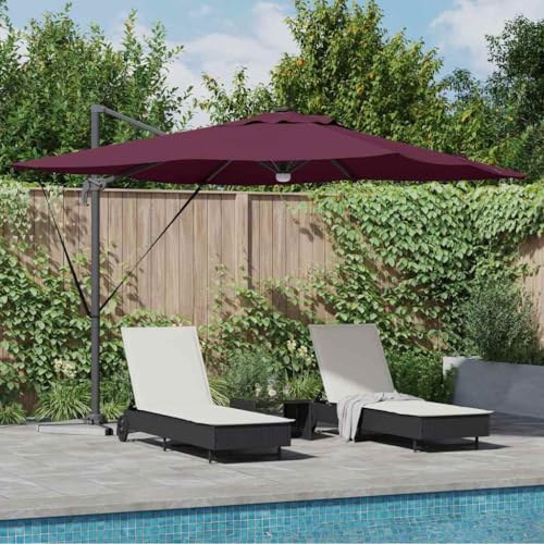 Tenda da sole laterale allungabile, Roma Parasol rosso, 286 x 285 x 270 cm, in alluminio e poliestere, per balcone, piscina, terrazza