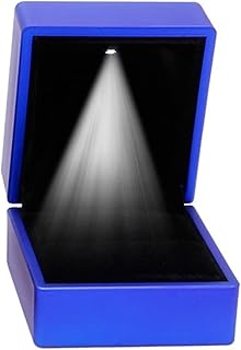 Illuminato Orecchini LED Gift Box Anello di Fidanzamento Wedding Ring Jewelry Display (Color : Blue)