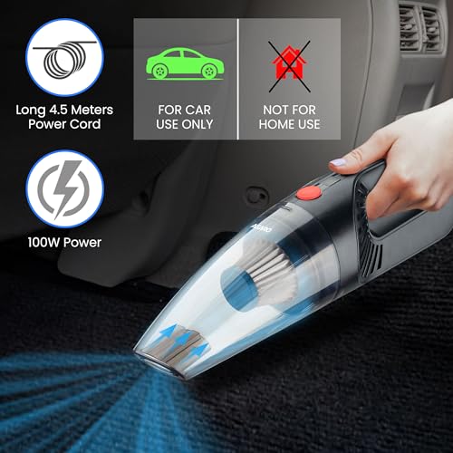 Image of AGARO HVC1081 Cordless Rechargeable Car Vacuum Cleaner, Portable, Handheld,100W, 5.5KPA Power Socket,Stainless Steel Filter, Red