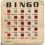 Regal Games Extra Thick Stitched Woodgrain Quick Clear Rapid Reset Shutter Bingo Cards with Big Tabs, Single Card