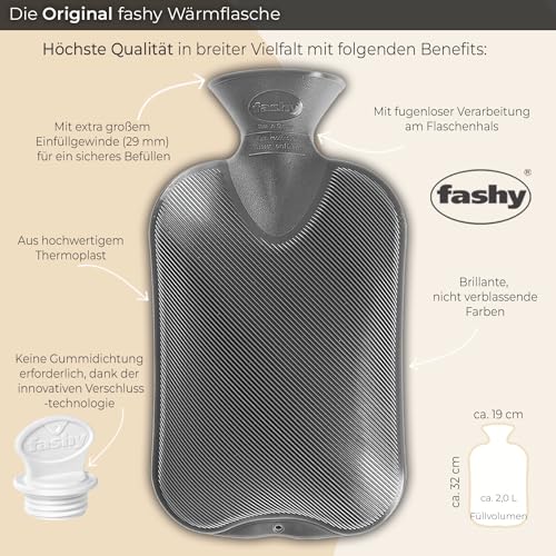 Fashy 6530 21 2007 Wärmflasche mit Vliesbezug 2 Liter