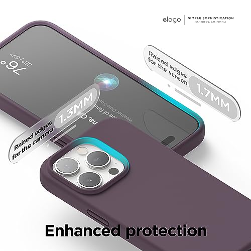 Image of elago Compatible with iPhone 15 Pro Case, Liquid Silicone Case, Full Body Protective Cover, Shockproof, Slim Phone Case, Anti-Scratch Soft Microfiber Lining, 6.1 inch (Deep Purple)