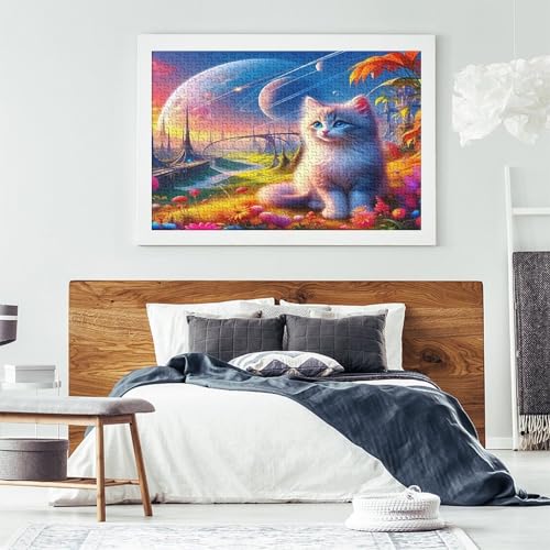 Rompecabezas de 1000 piezas de gato cósmico hermoso rompecabezas decorativo de 38 x 26 cm 7