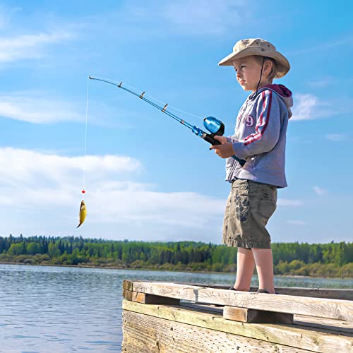 Image of PLUSINNO Kids Fishing Pole with Spincast Reel Telescopic Fishing Rod Combo Full Kits for Boys, Girls, and Adults(Blue, 120cm 47.24In)