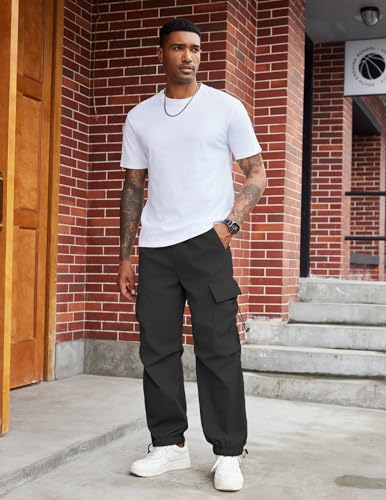 COOFANDY Men's Baggy Cargo Pants Trendy Casual Parachute Pant Loose Fit Harem Joggers with Pockets4