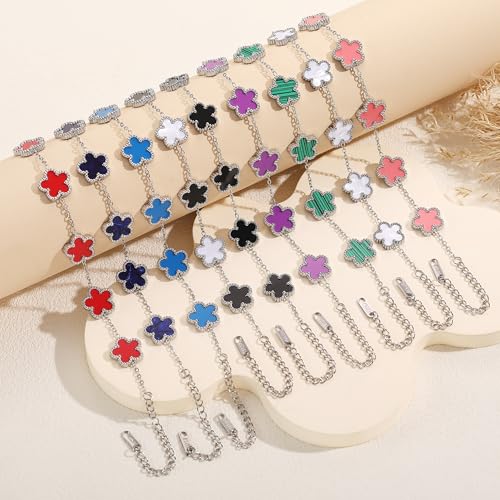 TICVSS 18K Gold Plated Four Leaf Clover Bracelet for Women - Elegant Lucky Charm Silver Chain Jewelry Gift - Image 7