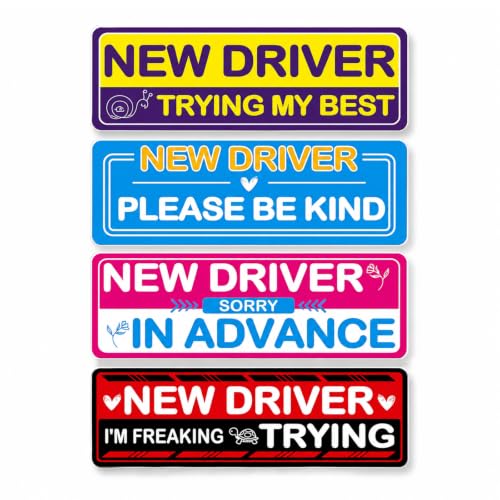 4PCS Student Driver Magnet for Car, Reflective Funny New Driver Sign