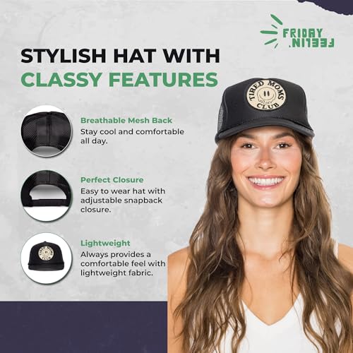 Image of Friday Feelin' Trucker Hat Women Baseball Cap Western Adjustable American Trucker Hats Fitted Mom Cap All Occasion- One Size