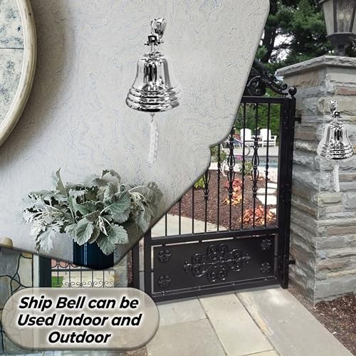 ARSUK Schiffsglocke 3 Zoll - Wandglocke aus Aluminium mit Seil - Laut & Klar - Vintage Glocke zum Aufhängen für Tür, Garten, Boot, Spielhaus oder Bar - Maritime Deko