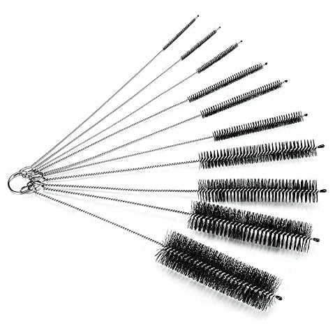 INMOFN 10PCS Nylon Tube Brush Set, Bottle Cleaning Brushes, Cleaner for Narrow Neck Bottles Cups with Hook Cover