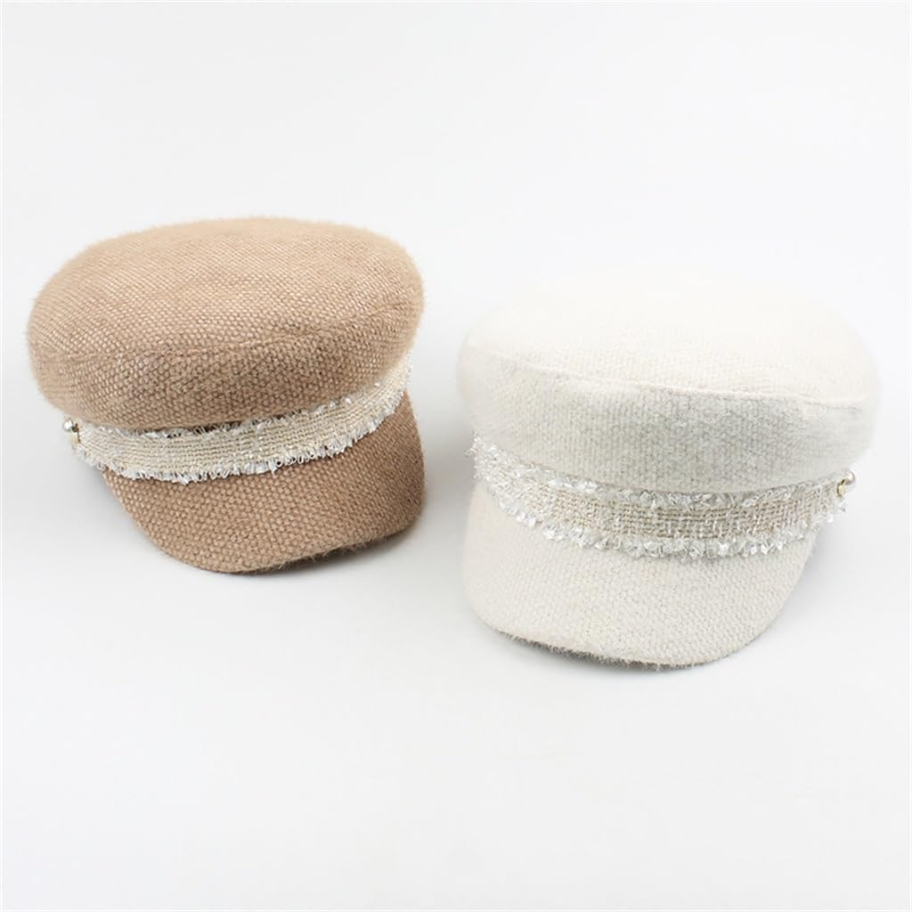Female Autumn and Winter Temperament Small Fragrant Wind Pearl Flat Top Hat Korean Version