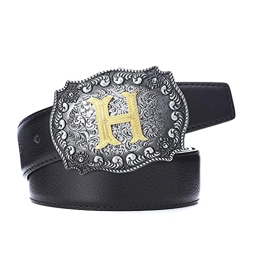 Image of HUABOLA CALYN Belt Buckle Men, Western Cowboy Rodeo Small Alphabet Letter ABCDMRJ to Z Initial Belt Buckles for Women