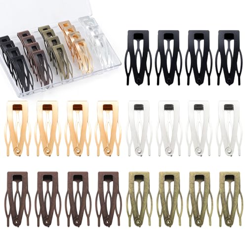 20 Pcs Metal Snap Hair Clips Hair Barrettes Accessories for Women and Girls Small Flat Hair Clips for Styling Short Thin Hair Holiday or Birthday Gifts - 5 Matte Colors with Storage Box