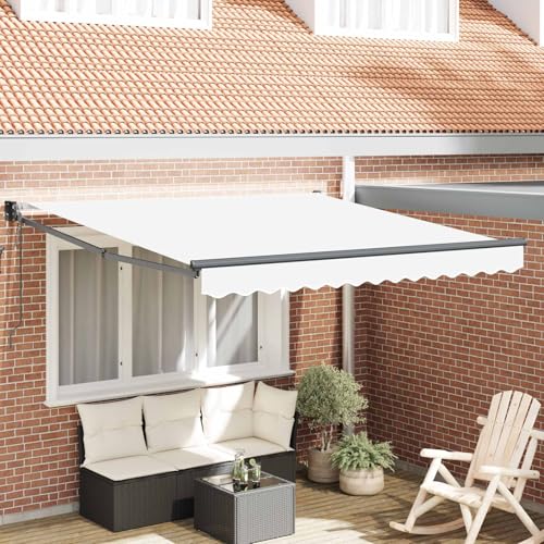 Store banne alu blanc 350 x 250 cm toile polyester motorisée à télécommande