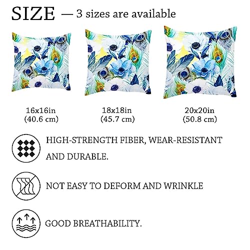 Housse de coussin fleurs de paon aquarelle lavable pour rénover canapé - 5