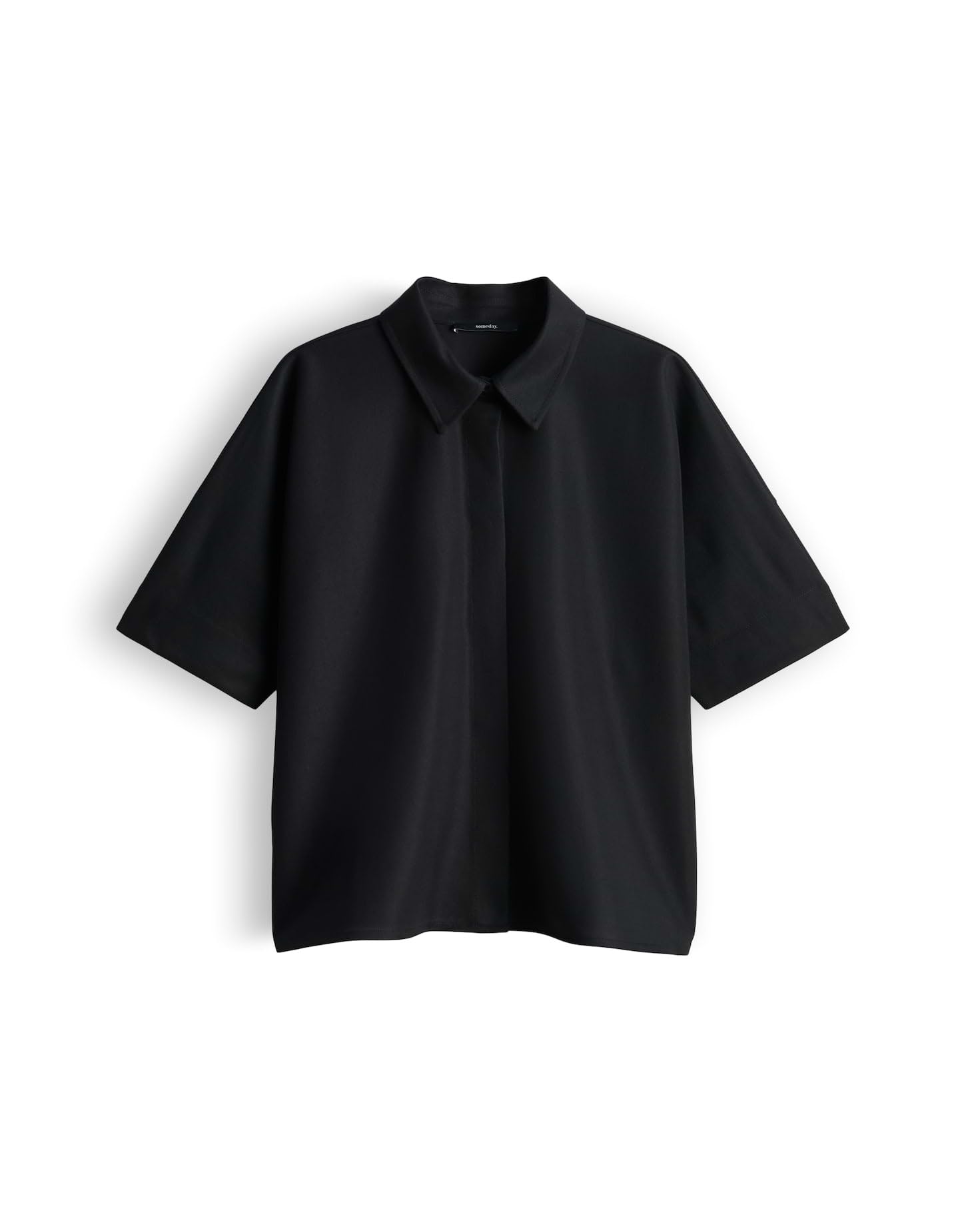 someday Damen Kurzarmbluse | Hemdbluse in feiner Piqué Optik Loose Fit