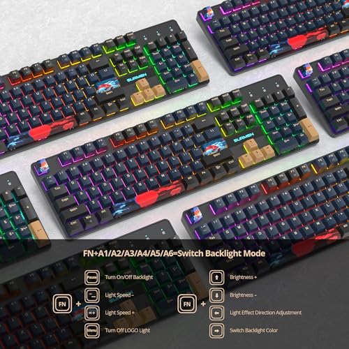 Image of RGB Gaming Mechanical Keyboard, 104 Keys Full Size Wired With Number Pad, Creamy Linear Red Switch NKRO for PC Gamer