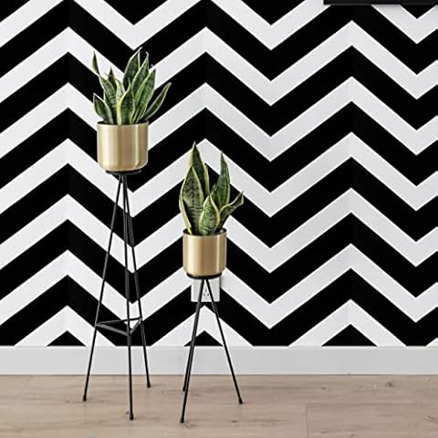 Yomshi 44cmx5m Black and White Wallpaper Wave Peel and Stick Wallpaper Waterproof Self-Adhesive Contact Paper Furniture Stickers Modern Wave Stripe Wallpaper Removable for Living Room Bedroom Cover