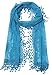 Cindy and Wendy Lightweight Soft Leaf Lace Fringes Scarf shawl for Women (Blue)