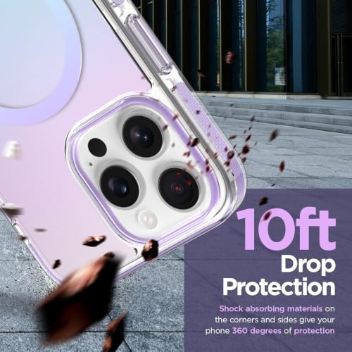 Image of Magnetic Case for iPhone 16 Pro Max [Compatible with Magsafe] [Anti-Yellowing] [1 Screen Protector] Slim Clear Iridescent Case for iPhone 16 Pro Max 6.9 inch 2024, Purple