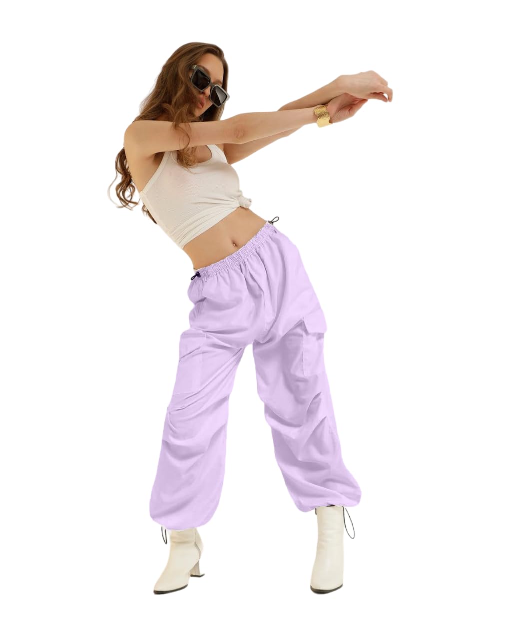 mystify Parachute Pants Women Hippie with Adjustable Slider Streetwear Oversize Pockets Cargo Trousers Wide Pantalone Women Pants-picture-50