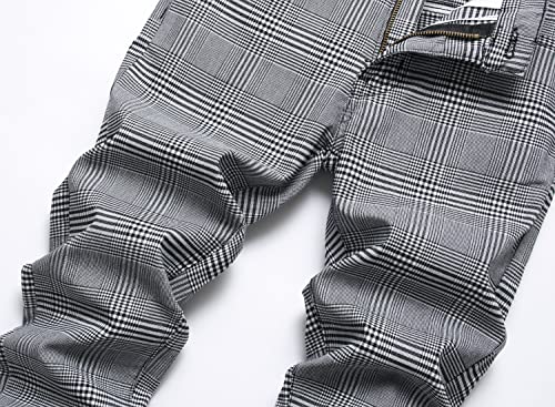 Boy's Chino Plaid Pants School Uniform Dress Skinny Fit Stretch Fashion Pants3