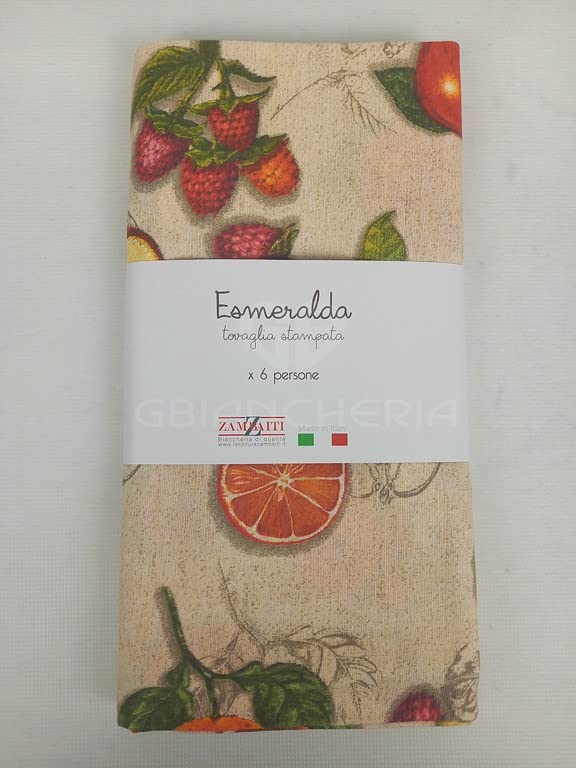 Tovaglia Stampata In Cotone Passion Fruit - Made In Italy - Misure Per 4, 6 E 12 Persone (135x175 Cm Per 6 Persone)