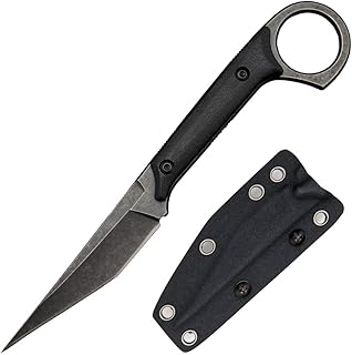 GTK140 Fixed Blade Knife, D2 Steel Blade G10 Handle EDC Tool Knife for Outdoor Camping Hiking Hunting(Black) - Gtkii
