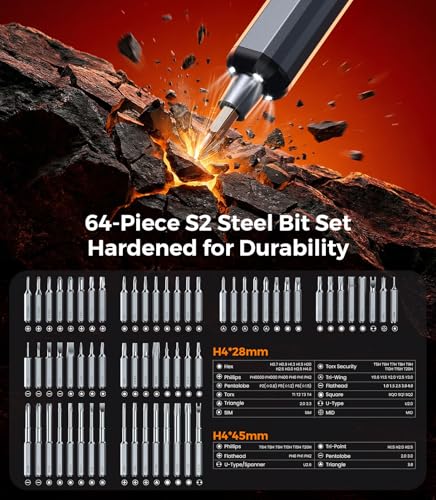 Image of AXTH 76-in-1 Mini Electric Screwdriver Set, [Precise Torque Control] Magnetic Power Precision Screw driver, Rechargeable Tiny Cordless Repair Tool Kit, for Eyeglass, Watch, Computer, PS5, Electronic