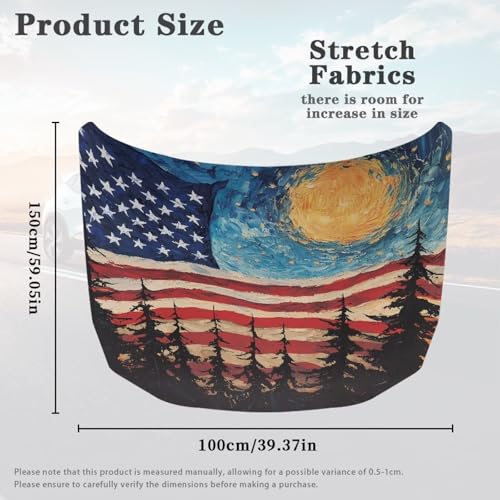 Image of Waterproof Car Hood Cover American Flag Stars Stretch Protector for Car Hood Removable Automotive Accessories for Most Automotive Sedans Trucks Pickup SUVs